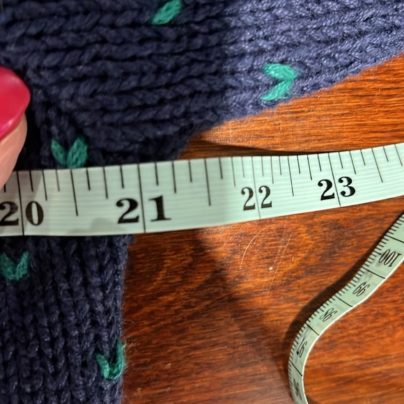 Northern Isle Womens Knit Sweater Navy Green XL Crew Neck Hand Embroidered EUC - Picture 9 of 11